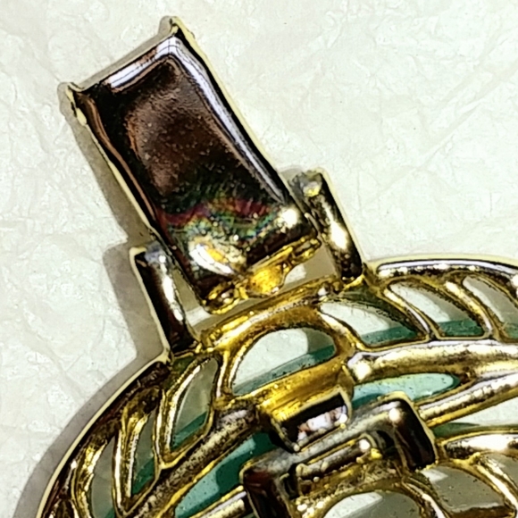 THERMOSET LUCITE AQUA BLUE & WHITE BRACELET - VINTAGE MID-CENTURY - Picture 6 of 8